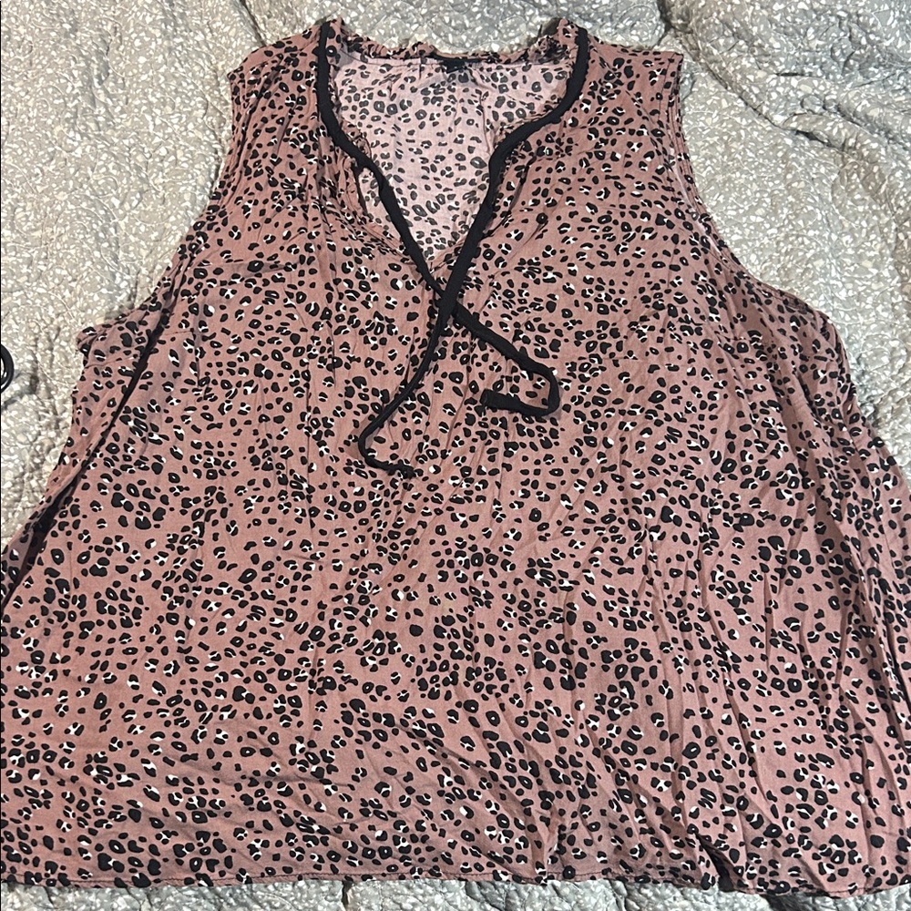 Torrid Animal Print Sleeveless Blouse with Black Trim